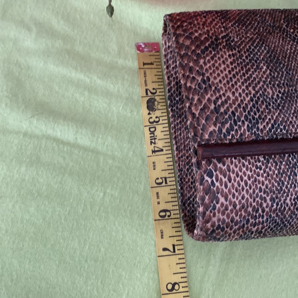 Python Print Man Made Material Clutch Bag Brown A… - image 7